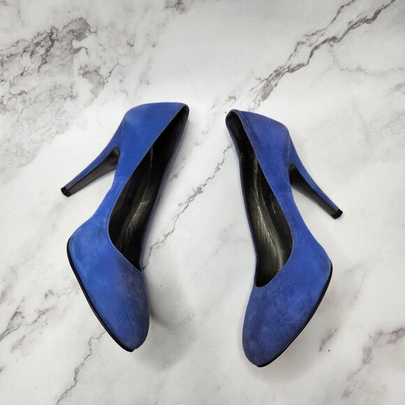 Jessica Simpson Stiletto Heels Blue Suede Shoes Evening Cocktail Pumps Women's 7 - Picture 5 of 8